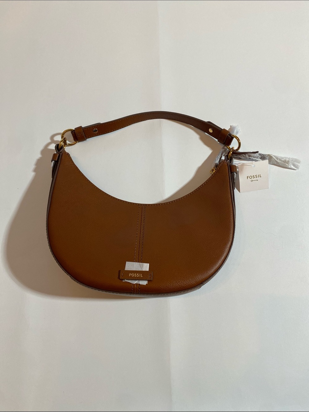 Fossil Brown Crescent Hobo Crossbody Shoulder Bag